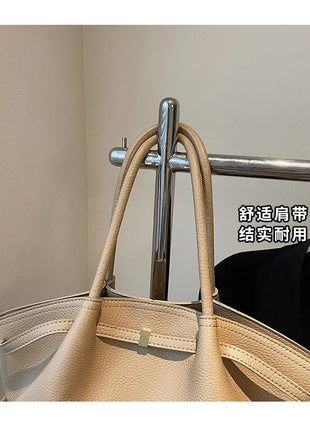 Nuove Borse a Spalla di Lusso 2026 con Motivo Lychee, in Pelle PU Tinta Unita, Borse da Donna di Grande Capacità, Borsa Tote da Viaggio