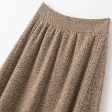 Choice New 100% Cashmere Skirt Women Long Skirt Autumn Winter Office Lady Soft Cashmere A Line Skirt Simple Grace Cashmere Dress PlatiNum