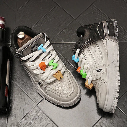 Sneakers Casual Mens Designer Bling Punk Board Shoes Fashion Split Leather Breathable Height Increased Flat Platform Sport Shoes