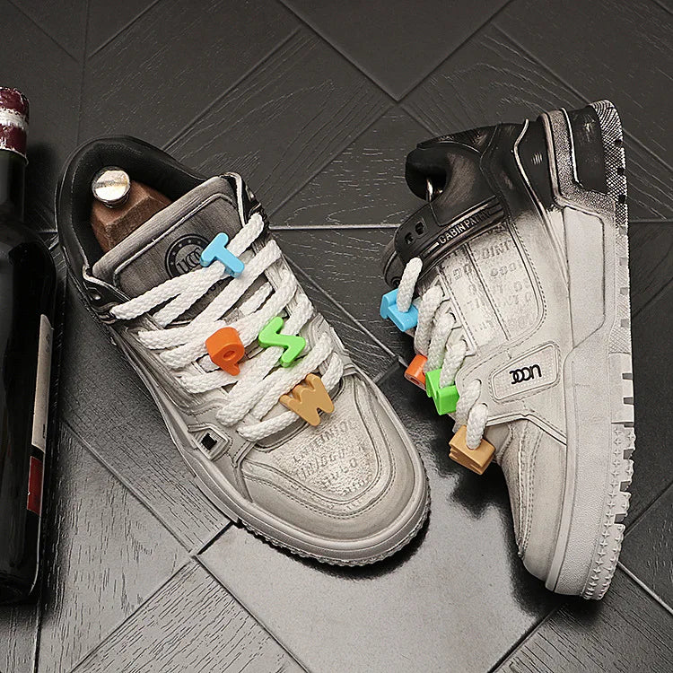 Sneakers Casual Mens Designer Bling Punk Board Shoes Fashion Split Leather Breathable Height Increased Flat Platform Sport Shoes