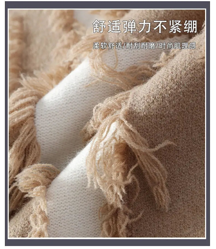 Ripped Sweater Men's Loose Crew Neck Knit Bottom Shirt Handsome Autumn Clothes on The Fashion  Sweater Pullover Sweater