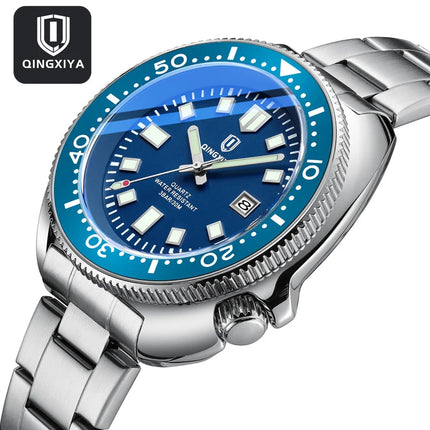 QINGXIYA Orologi al quarzo da uomo di lusso delle migliori marche Cinturino in acciaio inossidabile di alta qualità Orologio sportivo di moda con data luminosa impermeabile platinumshop