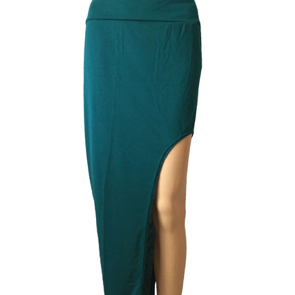 Modische geteilte Röcke Sexy lange Röcke für Damen Offener seitlicher Schlitzrock High-Waist-Rock mit hohem Schlitz Schwarz
