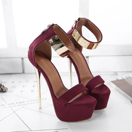 Liyke Fashion Design Metal Ankle Cover Strap Women Sexy 16CM Sandals Platform High Heels Party Club Stripper Pole Dance Shoes PlatiNum