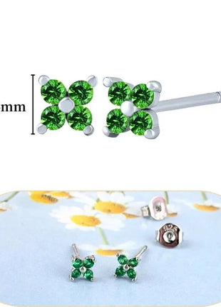 925 Sterling Silver Needle Green Zircon Gold Earrings Heart Hoop Earrings for Women Delicate Stud Earrings Luxury Jewelry Gifts PlatiNum