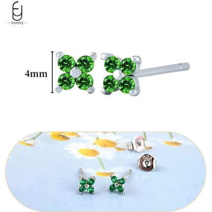 925 Sterling Silver Needle Green Zircon Gold Earrings Heart Hoop Earrings for Women Delicate Stud Earrings Luxury Jewelry Gifts PlatiNum