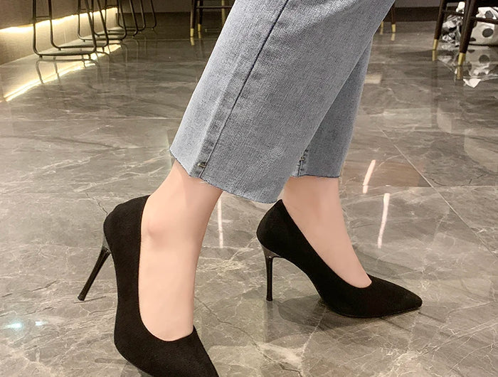 Donne Nuovi Sandali Con Tacco Medio Nero 6-8-10 cm A Punta Tacco Sottile Baotou Banchetto Scarpe Con Tacco Alto Scarpe Da Donna Tacones Mujer