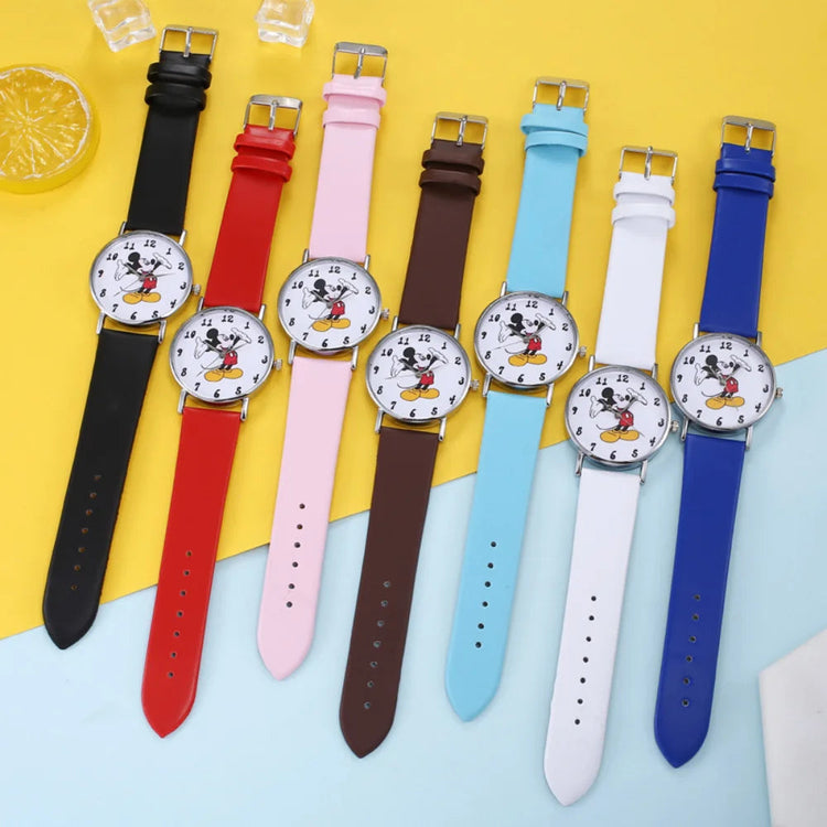 Nuovo set di braccialetti per orologi da donna Disney per bambini Confezione regalo Moda Topolino Orologi da cartone animato per bambini Bracciali da donna con scatola platinumshop