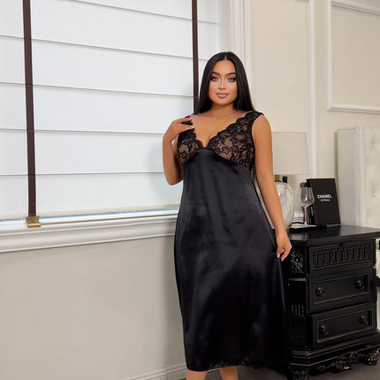 Camicie da notte sexy da donna, reggiseni e camicie da notte erotiche, camicie da notte sexy in pizzo, abiti morbidi slim fit in tinta unita, scollo a V. lingerie sessuale