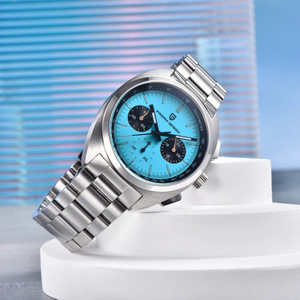 Orologio da Uomo PAGANI DESIGN, Quadrante Blu Retrò, Cronografo al Quarzo, Movimento Giapponese VK63, Vetro Zaffiro, Nuovo Modello 2026 Impermeabile