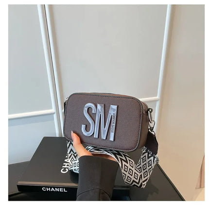 Cross-Border Style Camera Bag Fashionable Retro Women's Shoulder Slant Bag Small Square Bag Street Trend PU Material PlatiNum