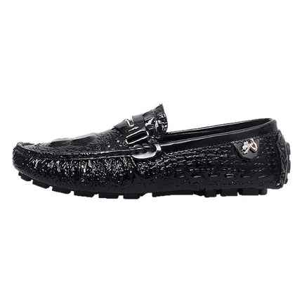 Scarpe Slip-On da Uomo in Pelle di Coccodrillo di Lusso, Scarpe Casual Primaverili ed Estive per la Guida, Stile Coppia, Taglio Basso, Suola in Gomma Traspirante