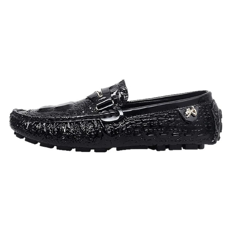 Scarpe Slip-On da Uomo in Pelle di Coccodrillo di Lusso, Scarpe Casual Primaverili ed Estive per la Guida, Stile Coppia, Taglio Basso, Suola in Gomma Traspirante