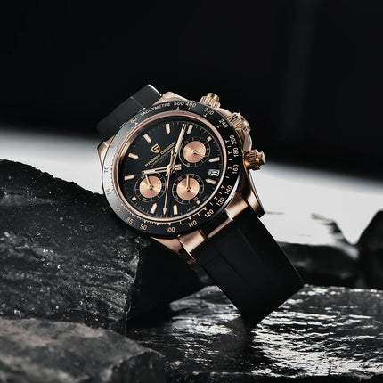 PAGANI DESIGN Nuovo Orologio da Polso al Quarzo da Uomo con Quadrante in Meteorite, Vetro Zaffiro, Cronografo, Impermeabile 100m, in Acciaio Inossidabile