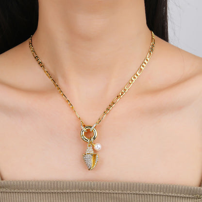 Nuova collana creativa con ciondolo a tema ali di fiori di conchiglia di zirconi lucidi Nuova moda donna accessori per gioielli per le vacanze femminili