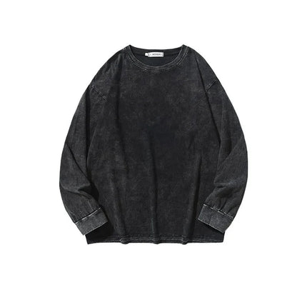 American Retro T Shirts Men Oversized T-shirt Women Loose Long Sleeve Shirt Vintage Hip Hop Y2K Style Men's Streetwear Plus Size PlatiNum