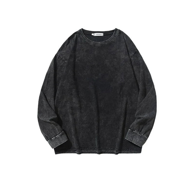 American Retro T Shirts Men Oversized T-shirt Women Loose Long Sleeve Shirt Vintage Hip Hop Y2K Style Men's Streetwear Plus Size PlatiNum