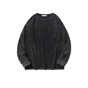 American Retro T Shirts Men Oversized T-shirt Women Loose Long Sleeve Shirt Vintage Hip Hop Y2K Style Men's Streetwear Plus Size PlatiNum