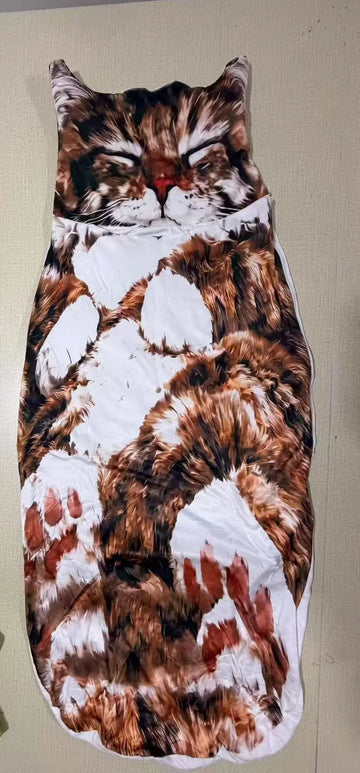 Giant Animal Sleeping Bag Soft Warm Plush Washable Cute Cat Envelope Bed for Adults Winter Outdoor Use