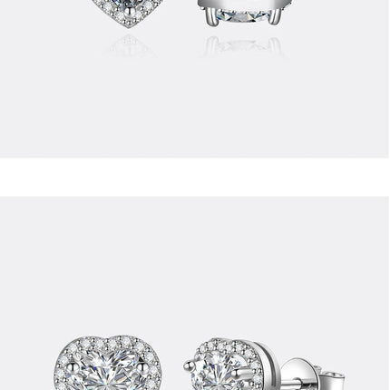 PERFANY 0.5CT-2CT Heart-Shaped Cut Moissanite Earrings For Women S925 Pure Silver Simulated Diamond Earrings Fashion Jewelry PlatiNum
