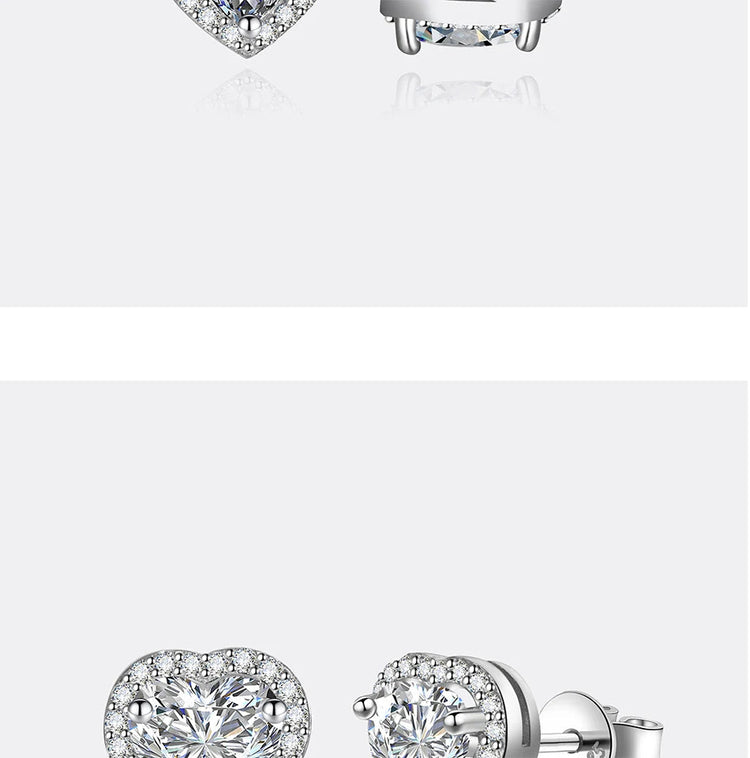 PERFANY 0.5CT-2CT Heart-Shaped Cut Moissanite Earrings For Women S925 Pure Silver Simulated Diamond Earrings Fashion Jewelry PlatiNum