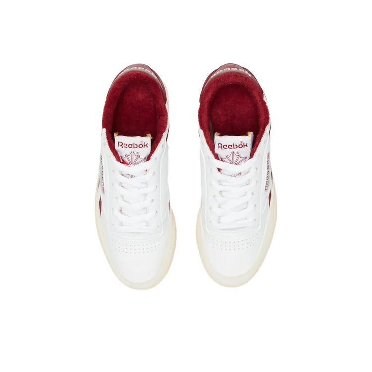 Reebok Club C Skateboard Shoes Women's Low Top White Red FW7804
