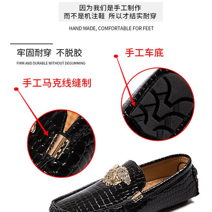 Stazione europea Slip-On Lazy Beanie Shoes Modello coccodrillo da uomo Scarpe da uomo 36 Taglia piccola 48 Nuove scarpe casual in pelle da uomo di grandi dimensioni