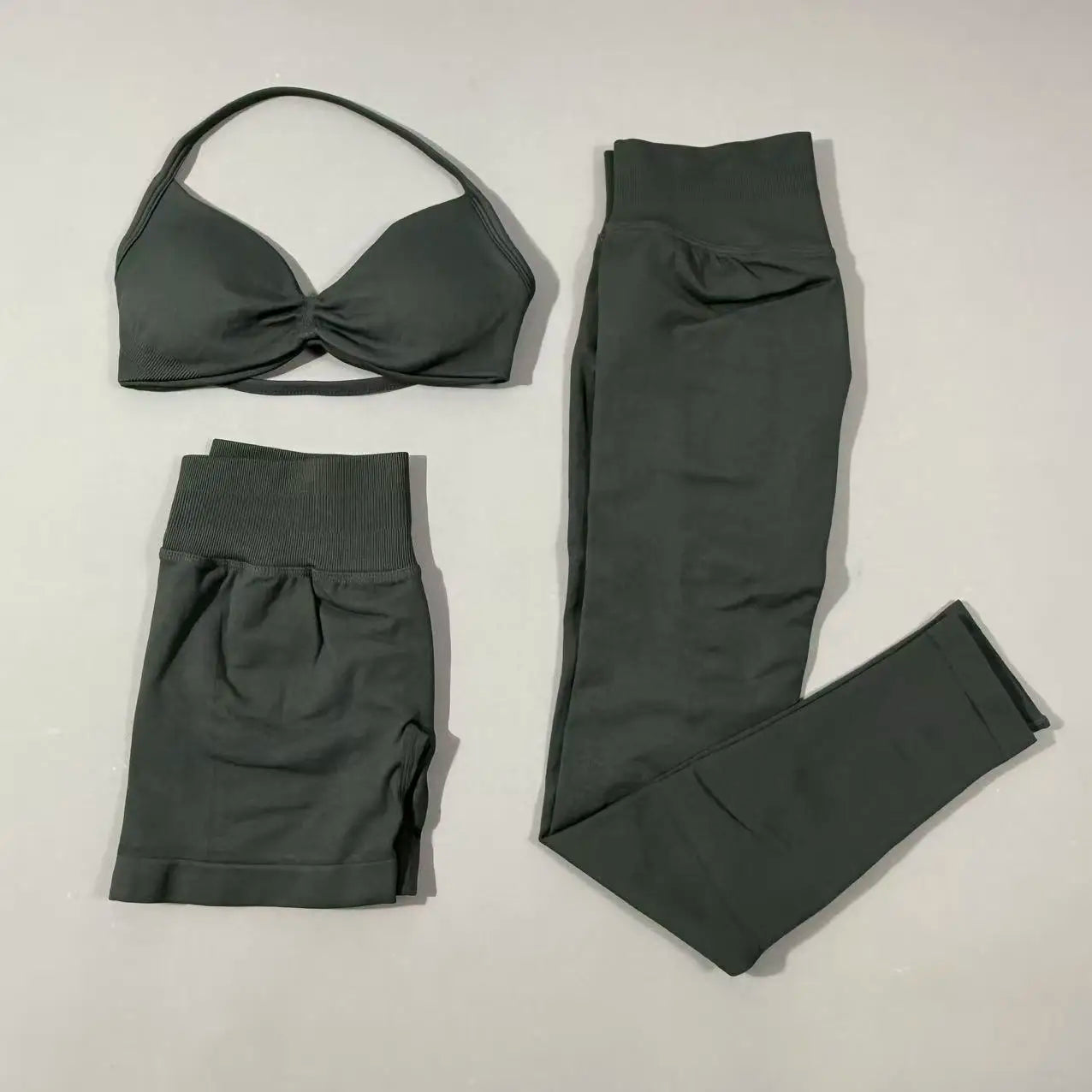 Yoga fitness set 3pcs Impact Gym Set Women Bras and Yoga Set High Waist Scrunch Seamless Shorts Fitness Clothes Activewear Work