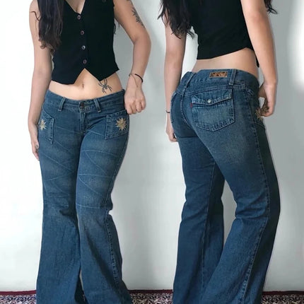 Streetwear Vintage New Fashion Jeans larghi con stampa oversize Donna Y2K Harajuku Gotico Hip Hop Pantaloni casual a vita alta popolari