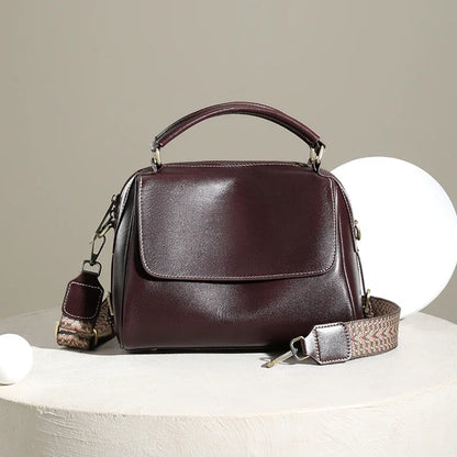 women's shoulder luxury  bags, Genuine Leather Crossbody Shoulder Bag, Retro Style Handbag with Dual Strap & Multiple Pockets