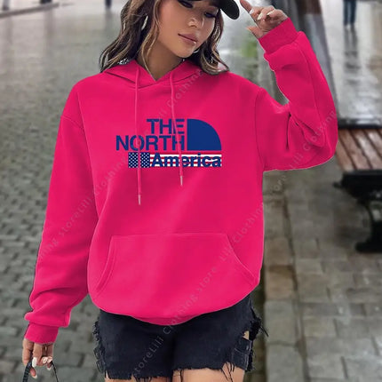 North America letter Print Hoodies Women tops Sweatshirt Aesthetic Hooded Shirt pink designer Luxury clothing Woman y2k clothes