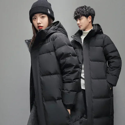 New Winter Men Long Puffer Jackets Hooded Duck Down Coats Unisex Casual Down Jackets Couples Outdoor Windproof Warm Jackets 3XL