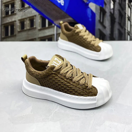 Sneakers Casual Men Designer Classic Shell Toe Board Shoes Fashion Leather Fabric Breathable Height Increased Platform Gym Shoes