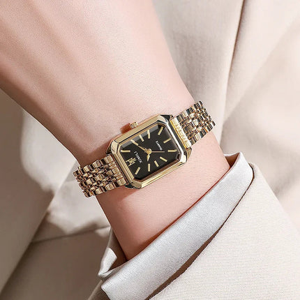 2025 Orologio da polso con cinturino in acciaio inossidabile di marca calda Orologio da polso al quarzo regalo di lusso da donna Orologio da polso al quarzo quadrato semplice moda studente platinumshop