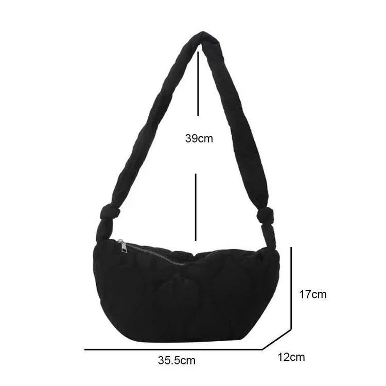 Puffer Shoulder Bag for Women Soft Down Cotton Padded Tote Handbag Purse Quilted Cross Body Bag Solid Color Bubbles Cloud Bag PlatiNum