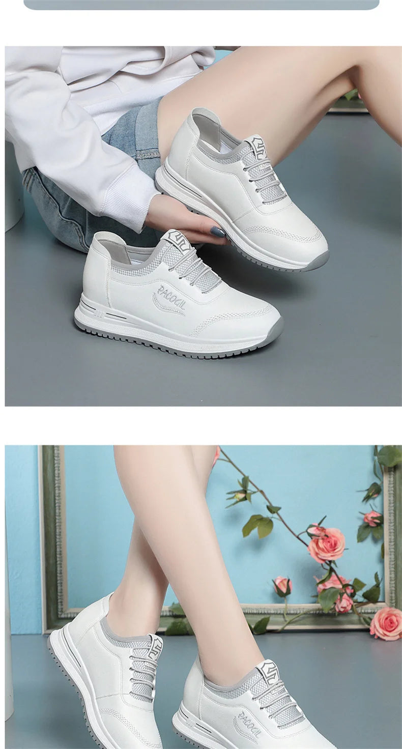 New Spring Fashion Versatile Non Slip Women's Comfort Breathable Sneakers Mother Soft Leather Soft Sole Causal Shoes