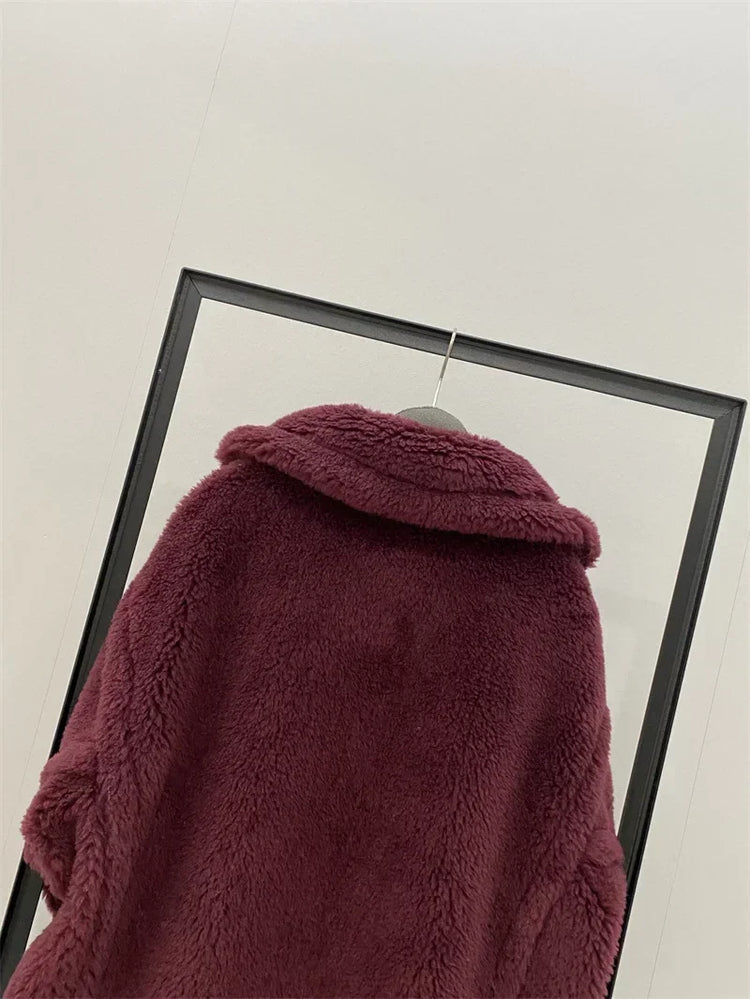 Max Teddy Coat 62% Alpaca 26% Wool 12% Silk Coat Winter Thicken Women's Coat