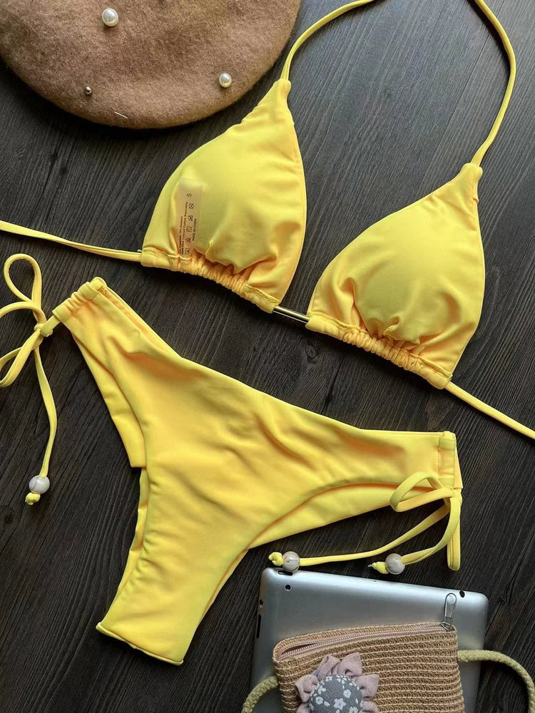 RUOTONGSEPT 2025 Nuovo Sexy Costume da Bagno Triangolare in 13 Colori per Donne, Bikini Brasiliano, Costume Push-Up, Set Bikini da Spiaggia platinumshop