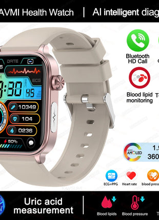 2025 Nuovo AI Diagnosi Lipidi nel sangue Acido urico Test di composizione corporea Smart Watch per uomo ECG + PPG Chiamata Bluetooth Salute Smartwatch platinumshop