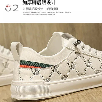 European Station Leather Fashion Men's Sneakers Men Shoes Man Embossed All Fashion Leather Red Casual Shoes for Men Men Shoes