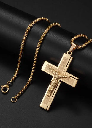 Vintage Christian Ice Crystal Jesus Head Pendant Necklace for Men and Women Cross Catholic Amulet Jewelry PlatiNum