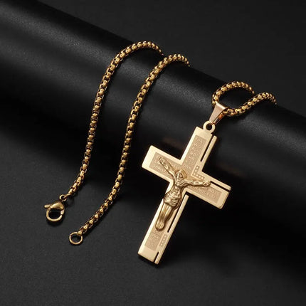 Vintage Christian Ice Crystal Jesus Head Pendant Necklace for Men and Women Cross Catholic Amulet Jewelry PlatiNum