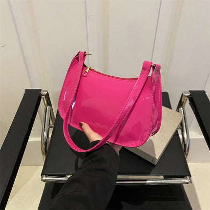 Retro Solid Color PU Leather Shoulder Underarm Bag Women's Fashion Handbags Casual Hobos Purses and Handbag Ladies Hand Bags PlatiNum