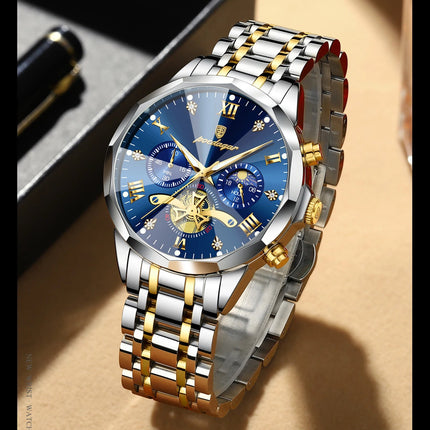 POEDAGAR Orologio da uomo di lusso Top originale impermeabile cronografo luminoso orologio da polso da uomo al quarzo in acciaio inossidabile orologi da uomo Reloj platinumshop
