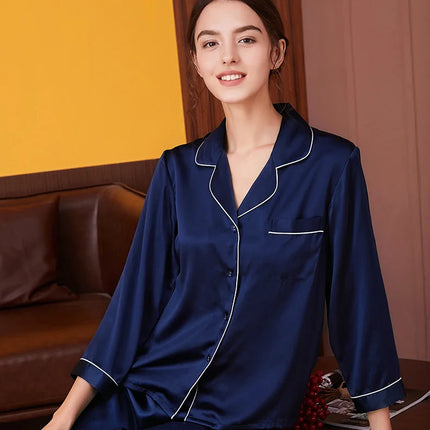 Pigiama di seta di gelso 100% donna estate inverno primavera a maniche lunghe in due pezzi coppia servizio a domicilio pigiama di seta per signora