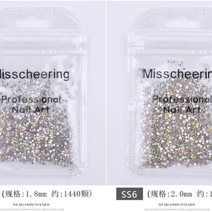 144/288 /1440pcs SS3-SS50 Crystal AB Clear Nail Rhinestones Non Hotfix Flat Back Stones DIY Strass Nail Art Decor Accessories