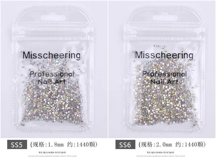 144/288 /1440pcs SS3-SS50 Crystal AB Clear Nail Rhinestones Non Hotfix Flat Back Stones DIY Strass Nail Art Decor Accessories