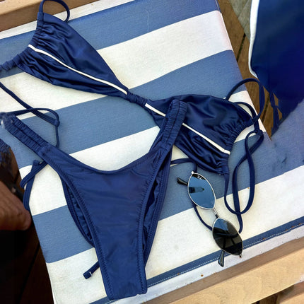 Bandeau Biquini 2025 Costume da bagno donna sexy Costumi da bagno femminili Micro bikini Set costume da bagno Beachwear Blu lucido Biquini brasiliano platinumshop