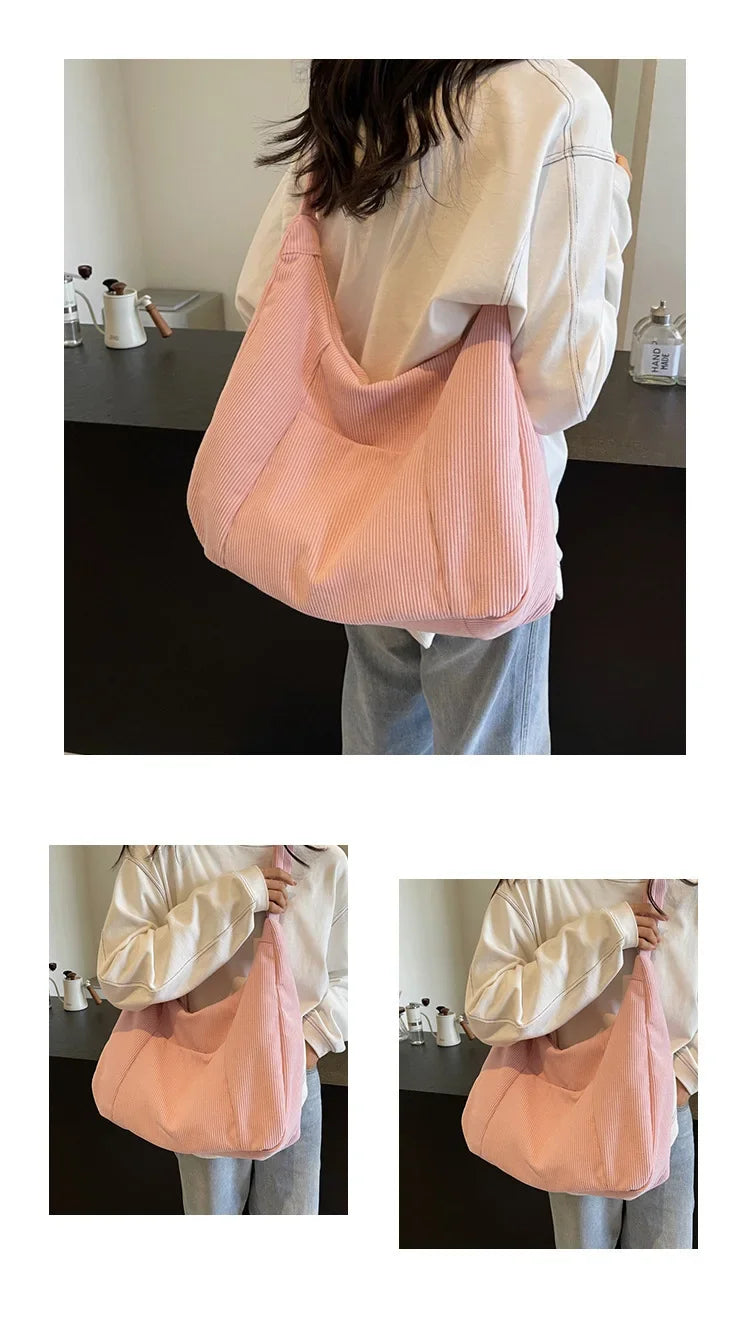 New Large Capacity Casual Crossbody Bag Simple Artistic Commuter Student Single Shoulder Bag Outdoor Leisure Women's Tote Bag PlatiNum