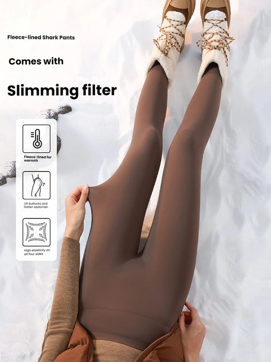 Fleece Lined Leggings Women Winter High Waist Shark Skin Yoga Pants Thermal Tights for Cold Weather Thickened Bootcut  Pants